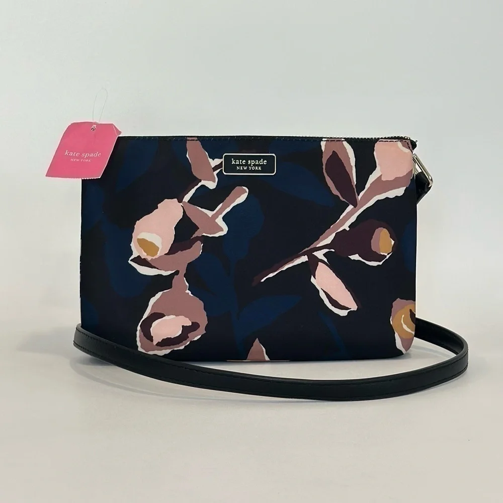 Kate Spade New York Triple Gusset Crossbody Bag with Dawn Paper Rose Print